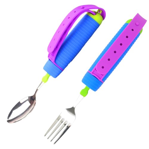 Easy to grip wearable rotating forks and spoons are suitable for the daily lives of the elderly, people with disabilities, Weakness,Arthritis,Stroke,and Parkinson's patients.Eating & Drinking Aids.
