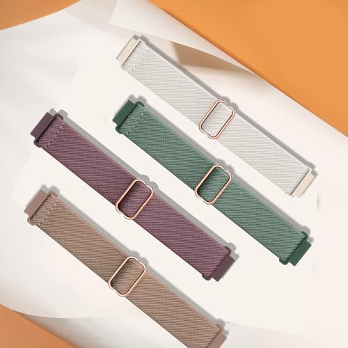 4 Pack Stretchy Watch Bands Compatible with 20mm Garmin Venu Sq/Venu Sq 2, Loop Nylon Elastic Fabric Strap for Garmin Vivomove Style/Luxe/HR Women Men
