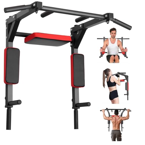 TEENO Barre de Traction 5 en 1 pour montage mural, station de dips pour entraînement à la maison, salle de sport, équipement de fitness, support de dips supporte jusqu'à 200 kg