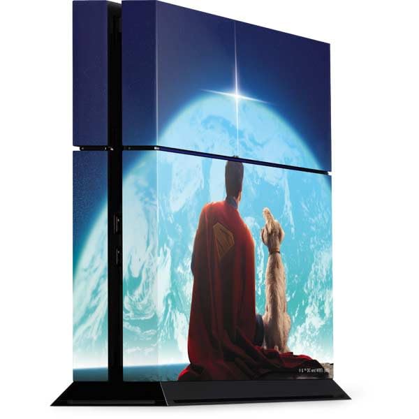Skinit Decal Gaming Skin Compatible with PS4 Console - Officially Licensed Superman 2025 Superman & Krypto Watch The Earth Design