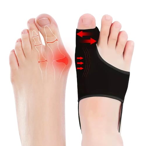 ZXCFBEA 1 Pair Bunion Corrector for Women & Men,Big Toe Separators-Bunion Splint-Bunion Pads-Hammer Toes Straightener-Toes Spacers Pain Relief, Comfortable & Breathable for Day/Night（Black）