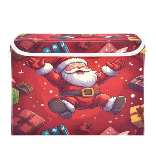 JUMBEAR Papelera plegable con tapa de Papá Noel y regalo, de tela, para dormitorio, oficina