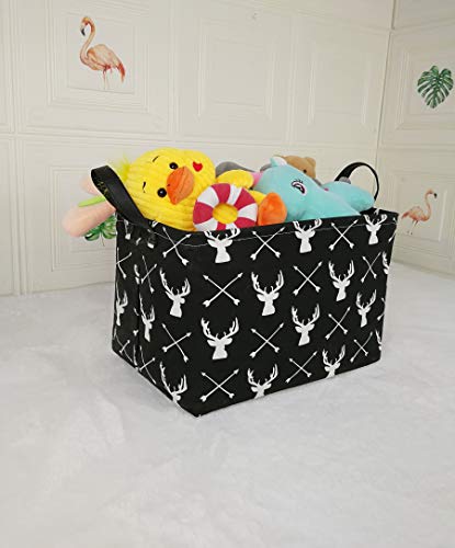 Image of Kid Storage Basket Gift Shelf Basket Toy Storage Bin, Nursery Basket Organizer Box for Children Room Deco With Handles (Deer)