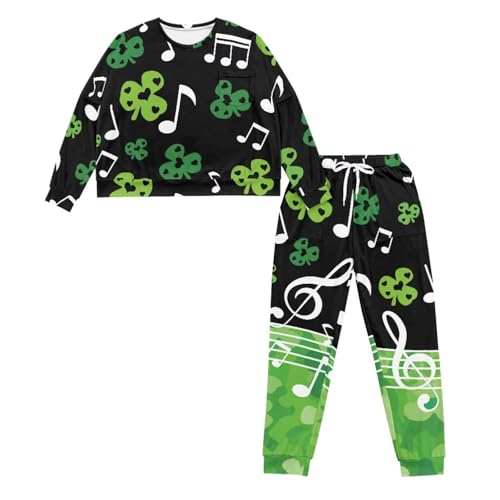 Image of Womens Lounge Set Long Sleeve Soft Pajama Sets Casual 2 Piece Pj Outfit Crewneck Sleepwear with Pockets Plus Size