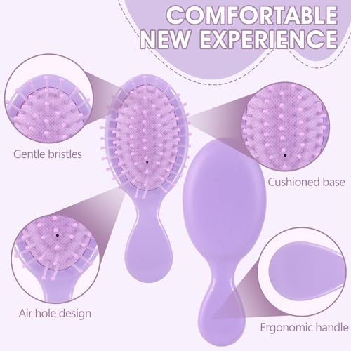 12 Pack Mini Detangling Brushes - 12 Colors for Wet & Dry Hair, Compact Travel Hairbrush for Teens & Adults, Perfect for Bridesmaid Gifts, Party Favors & Stocking Stuffers