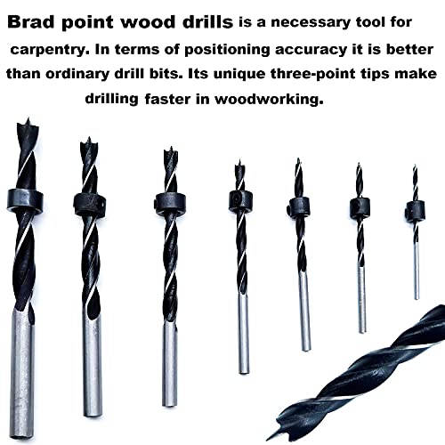 Qisf 16Pcs Brad Point Wood Drill Bit 3/4/5/6/8/10/12Mm Wood Working Drill With 3-12Mm Center Point And Stopper Perfect For Woodworking Carpentry Drilling #TOP4