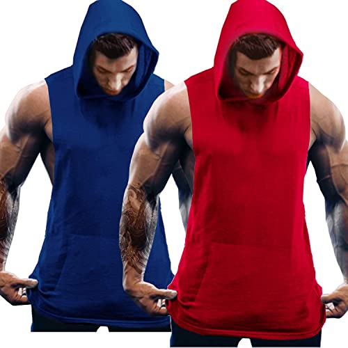 COOFANDY Chaleco Fitness Chaleco de Hombre Muscle Hombres con Capucha con Bolsillo de 2 Piezas Cover