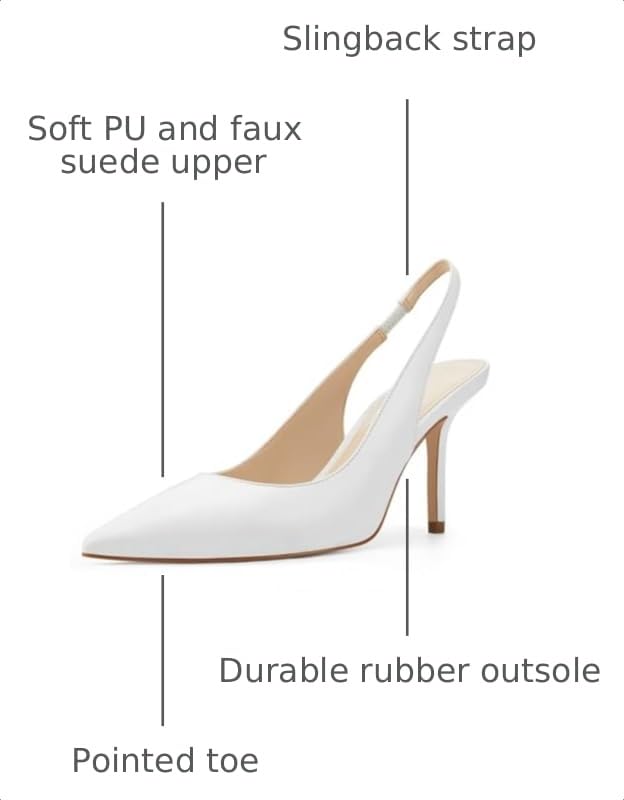 Image of Womens Slingback High Heels Pointed Toe Slip On Dress Shoes | Closed Toe,Stiletto Heels,Women's Pumps,Dressy Casual,Party,Wedding,Prom,Work Shoes,Going Out