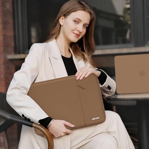 Image of MOSISO Laptop Case 13.3 inch, 13-13.3 inch Laptop Sleeve Compatible with MacBook Air /Pro 13 /Pro 14 M5 M4 M3 M2 M1, HP Dell ASUS Lenovo,Polyester Vertical Computer Sleeve Bag with Pocket, Mocha