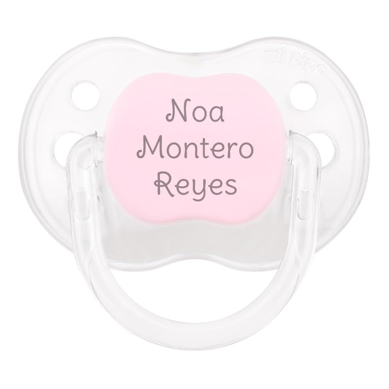 Mi Pipo - Chupete Personalizado Classic | Chupete Bebe, Tetina Anatómica, 0-36 Meses | Personalizado con Nombre, Suave, Cómodo | Seguro, Libre de BPA, Fácil de Limpiar (Cristal Rosa, +6 meses)