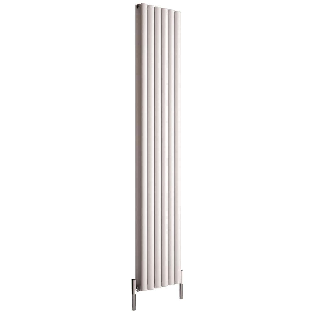 Milano Aruba White Vertical Double Oval Panel Aluminium Radiator - 1800mm x 350mm