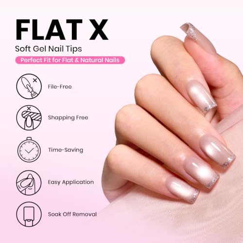 Image of Beetles Flat-X Soft Gel Nail Tips, Short Square, 640Pcs, 16 Sizes