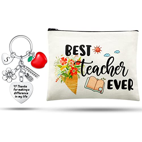 Fumete Teacher Appreciation Gifts Christmas Makeup bag with Initial Letters
