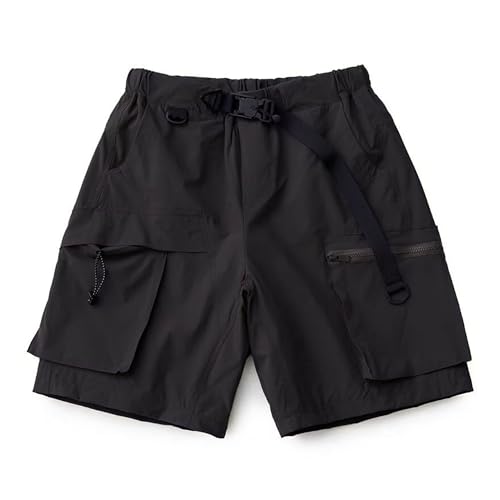 Men's Cargo with Belt Shorts Elastic Waist Tactical Relaxed Fit Short Workwear Outdoor Loose Short Pants