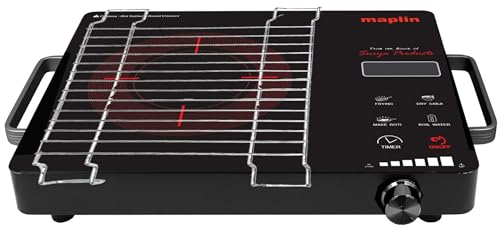 Image of Infra-Red Ray Cooktop Model Surya-IN Glass Plate Size: 36 X 28 cm with Touch Sensor with Grill in Black