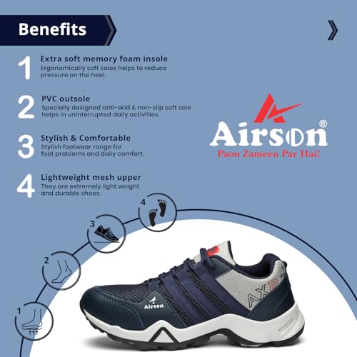 Image of AIRSON VELFIRE Sports Shoes for Men | Running, Walking, Gym Shoes | Lightweight and Comfortable | Casual Shoes for Men | Ideal for Gents & Boys