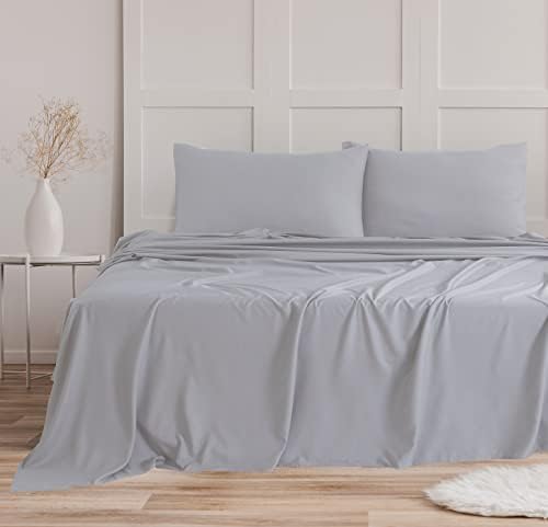 Bronwen Mathews Sheet Set Double 4Pcs - Easy Care Brushed Microfibre Super Soft Wrinkle Free Bedding Set- Flat, Fitted Sheets & Pillowcases (Double, White)
