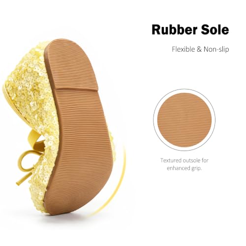 Image of PHIRAMIN Toddler Flower Girl Glitter Dress Shoes Little Girl Ballet Flats Bow Wedding Party