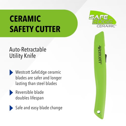 Image of Westcott 17519 Full-Size Ceramic Blade Box Cutter, Retractable Utility Knife