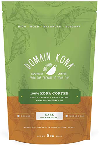 100% Kona Coffee en Grano, Tostado Oscuro, 8 onzas miniatura 1