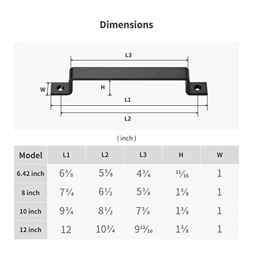Faithland Barn Door Handle, Black 8 Inch Gate Handle Set (Pack Of 2), Door Pull, Pull Handle For Sliding Barn Door Gate Cabinet Closet Drawer Garage Shed- 2 Sets Of Different Lengths Screws Included #TOP3
