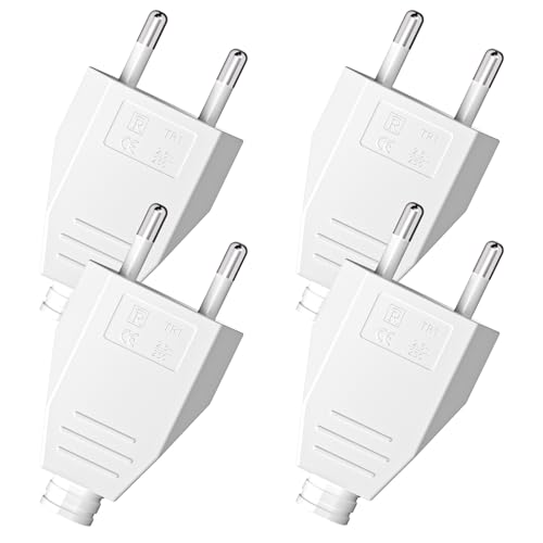 Eurostecker Flach 4 Stück 220V/2.5A Schuko Stecker Flach Flacher Eurostecker Euro Stecker Stromstecker Flach Stromstecker für Europa