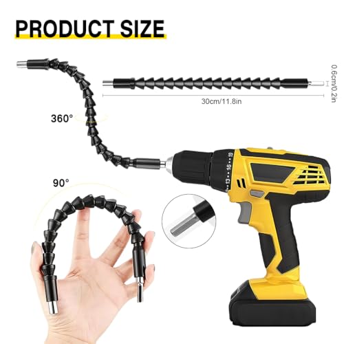 Image of Serplex 17Pcs Flexible Drill Bit Extension, Include 3Pcs Rotatable Socket Adapter 2Pcs Hex Shank 105 Right Angle Drill Attachment 10 Short Screwdriver Bits 90 Angled Bits and Bendable Extension
