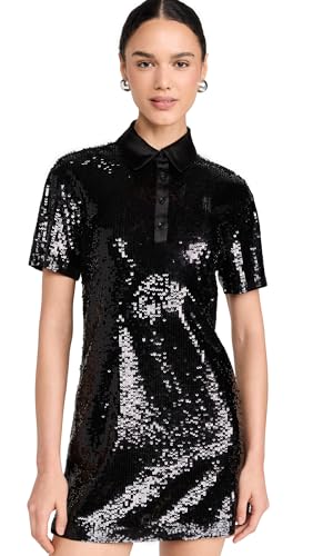 alice and olivia black sequin dress + Women's Treva Boxy Oversized Polo Dress, Black, S at Amazon Women's Clothing store Evening gown Size:us 2 COLLECTION::WORK-WEEKEND Tape Breasts for Backless balancing a fitted mesh