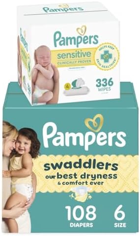 Pampers Swaddlers Disposable Baby Diapers Size 6, 108 Count with ...