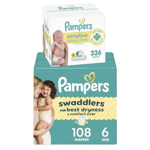 Pampers Swaddlers Disposable Baby Diapers Size 6, 108 Count with ...