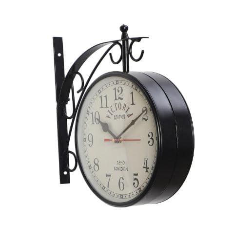 Image of Double-Sided Wall Clock | Trending Design | Classic Hanging Bracket Clock for Home & Cafe Decor (6 inch White Dial)