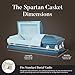 Overnight Caskets Spartan Collection Funeral Casket Blue with Light Blue Interior - 20 Gauge Steel - Fully Appointed Adult Casket - Coffin Featuring a Crepe Interior Lining with Pillow and Throw Set