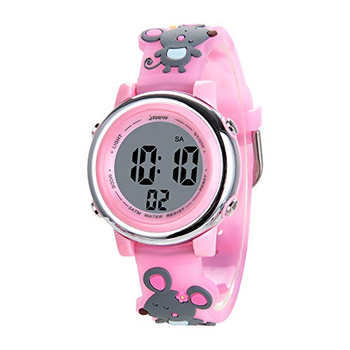 Kids Watches 3D Cartoon Silicone Mouse Waterproof 7 LED Color Lights Toddler Digital Wrist Watch with Alarm Stopwatch for 3-10 Year Girls Little Child (Pink)2