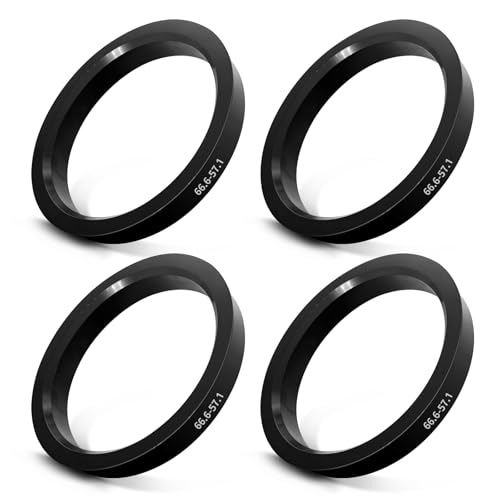 Anillos de centrado de 66,6 a 57,1 mm, 4 unidades de anillos de centrado de plástico compatibles con Volkswagen, Mercedes Benz, Audi, anillos de centrado para llantas de aleación o llantas de acero