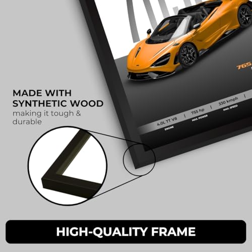 Image of McLaren 765LT Spider Poster | Framed A4 Sized (31 x 23 cm) | McLaren Car Posters for Wall, Gift for Boys | Supercar Frames | Poster Sportscar Frame | Car Posters for Wall, Bedroom, Hostel, Study Room, Desk (F 050)