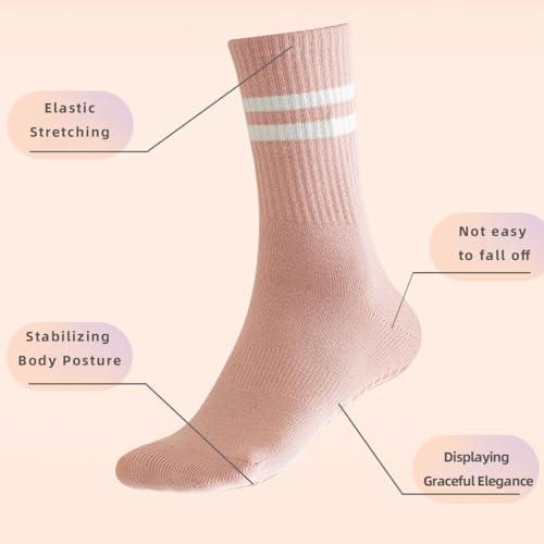4 Pairs Yoga Socks with Grip for Women Pilates Socks with Non Slip Anti Skid Gripper Socks for Barre Ballet Barefoot Hospital4