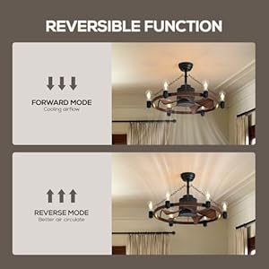 Ceiling Fan with Light, 28” Rustic Chandelier Ceiling Fan with Remote Control, Farmhouse Caged Ceiling Fan with Lights for Bedroom, Kitchen, Living Room, Dining Room Ceiling Fan with Light 28 Rustic Chandelier Ceiling Fan with Remote Control Farmhouse Caged Ceiling Fan with Lights for Bedroom Kitchen Living Room Dining Room