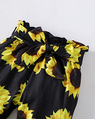 Renotemy Newborn Baby Girl Outfits Summer Clothes Infant Gifts Short Sleeve Yellow Ribbed Romper Floral Sunflower Clothing Baby Girl Clothes 3-6 Months #TOP5