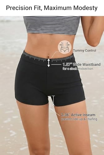 Image of 3 Piece Swimsuits Open Tie Back Tankini Top And Athletic Swim Shorts | Supportive Strappy Swim Bra, Adjustable Straps, Removable Pads, Tummy Control Boyshorts, Quick Dry Fabric, XXS-20 Plus