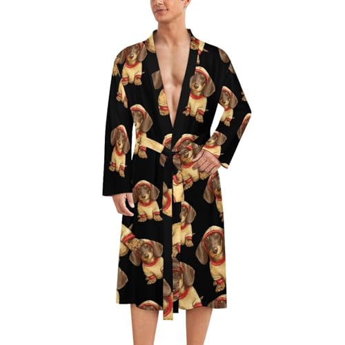 Bata de baño de perro salchicha para hombre ligera y suave para casa