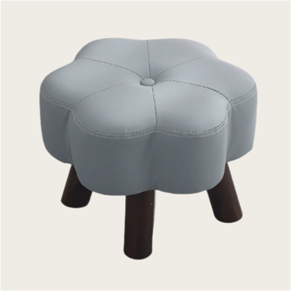 Ottoman, Upholstered Foo Rest, Modern Footstool, Shoe Changing Stool, Wood Step Stool for Living Room, Bedroom, Entryway(Blue)