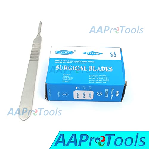 AAPROTOOLS 100 SCALPEL BLADES # 11 WITH FREE HANDLE A+ QUALITY