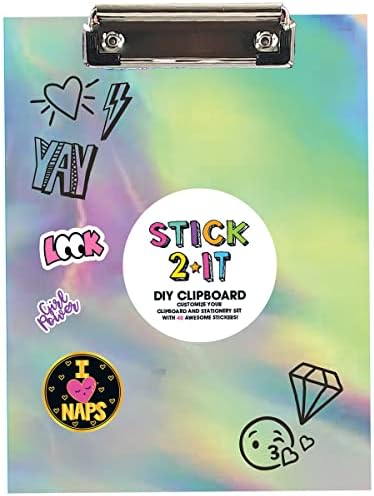 iscream 9" x 12" Clipboard Portfolio with Stationery Notepad, Envelopes and Stickers - Silver Holographic image 5