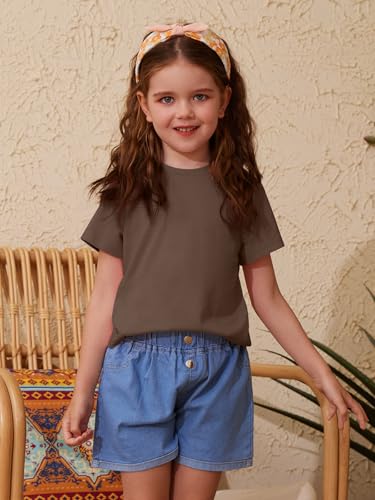 Image of ZDC Girls' Short Sleeve Shirts Kids Crewneck T-Shirts Summer Tops Basic Tees 5-14 Years