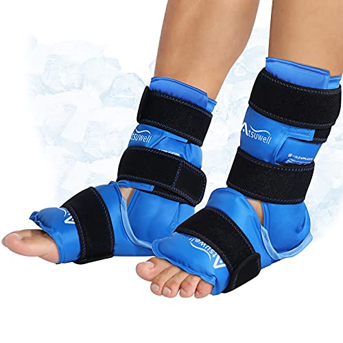 Atsuwell Ankle Ice Packs for Injuries Reusable Gel Cold Pack for Foot Pain Relief, Plantar Fasciitis, Post-Surgery Recovery, Sprained Ankles Feet Brace, Heel - 2 Packs