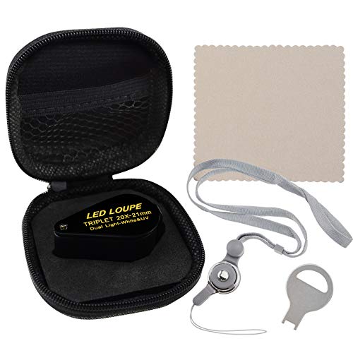 20x Ingrandimento Gioielli Loupe LED UV Luce 21mm