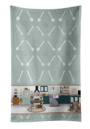 Caroline's Treasures WDK5847KTWL Blue Pit Bull Terrier in The Kitchen Kitchen Towel Dish Cloths Guest Hand Towel Decorative Bathroom Towel for Face,Tea, Dishcloth, Kitchen and Bath