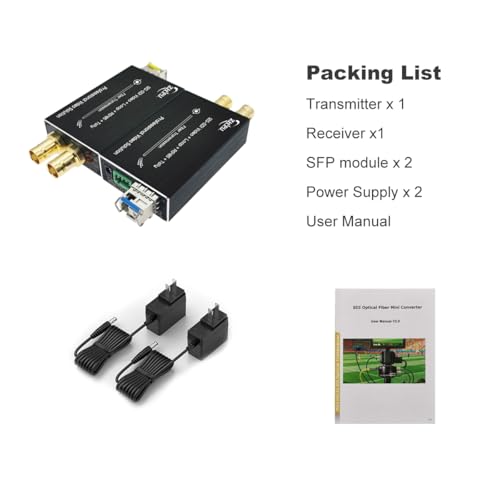 Image of Mini 12G-SDI to Fiber Converter with Tally and RS485, 4K SDI Optical Fiber Extender Broadcast Level, Up to 20km, 4K*2K (3840 * 2160@60Hz) SFP Module Included