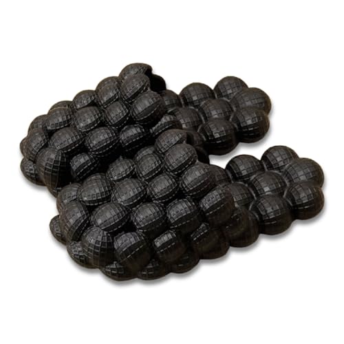 Titype Bubble Slides for Women Men Funny Massage Slippers Non-Slip Thick Sole EVA Bathroom Shower Shoes Beach Sandals Black 39-40