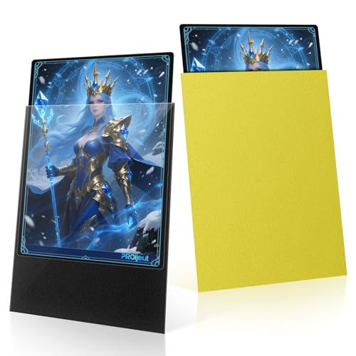 Image of 200 Pack Card Sleeves, Matte Dual Trading Card Sleeves with Opaque Back & Smooth Shuffle, Tear Resistant Card Protectors for MTG, TCG and Game Cards (Lightning Yellow)